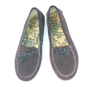 Lands End 6W Chocolate Brown Suede Mocs Loafers Shoes